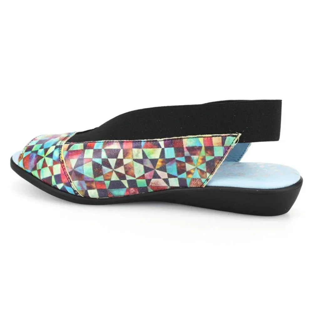 Sold!!!!!!!!!!NWOB CALIBER MYSTERE Cloud brand psychedelic print leather sandals - Picture 3 of 4